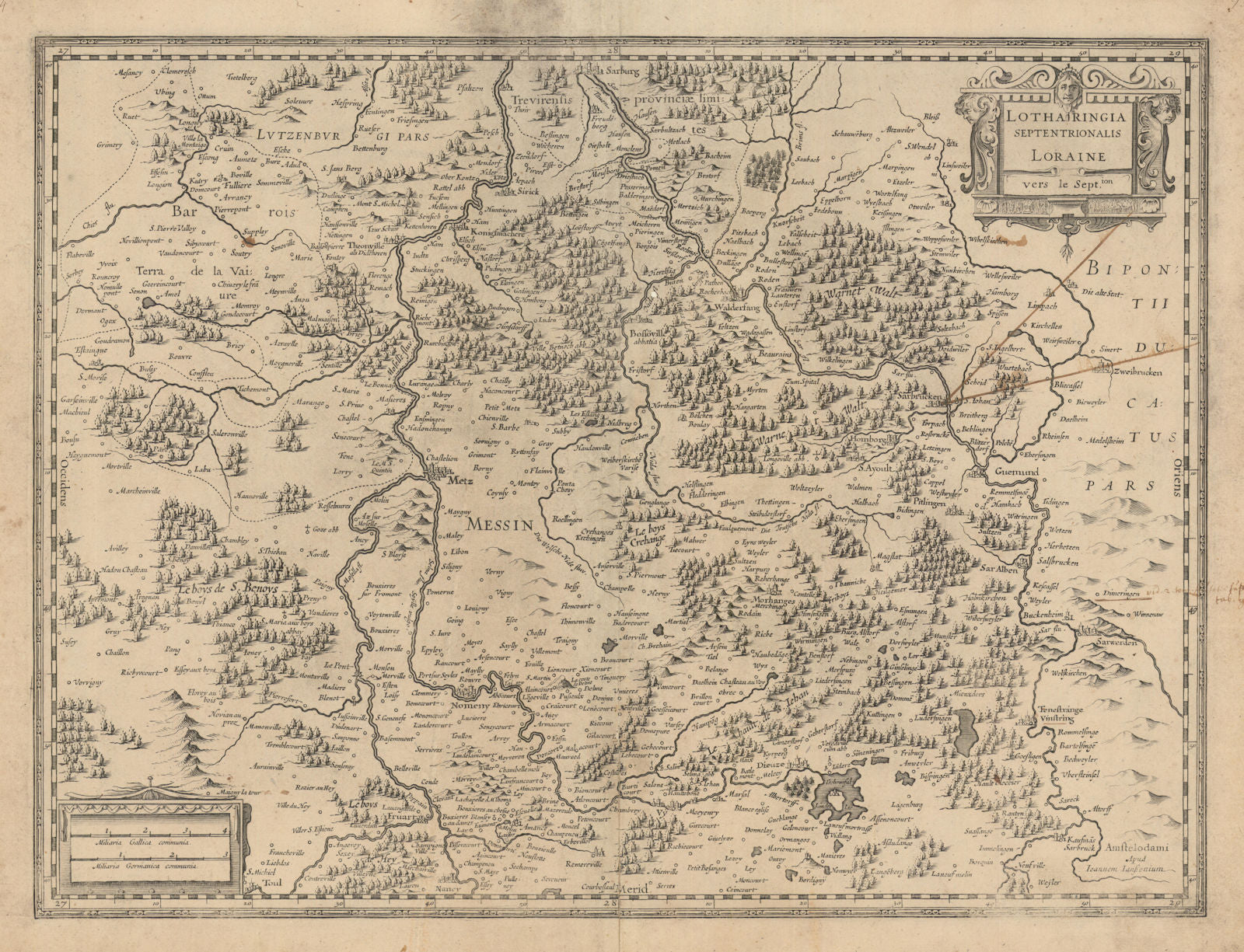 Lotharingia Septentrionalis. Loraine vers le Sept Lorraine. Janssonius c1631 map